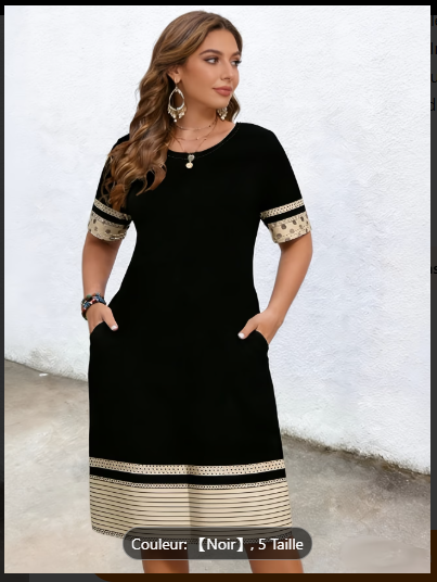 Robe grande taille à Manches courtes