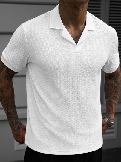 Manfinity CasualCool Chemise polo à manches courtes de couleur unie décontractée d'été pour hommes