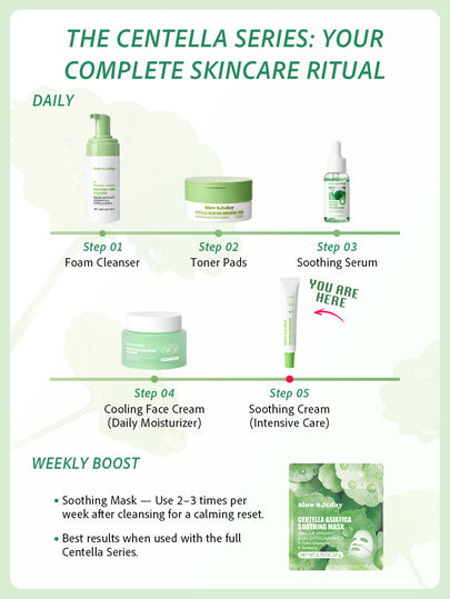 Crème apaisante Slow Sunday à la Centella Asiatica, Centella Asiatica, hydratante, éclaircissante et raffermissante pour la peau, K Beauty, bon choix pour les vacances, les essentiels de voyage, Halloween, convient pour les soins des yeux en été