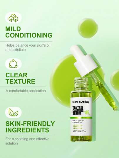 Sérum SlowSunday Blemish Tea Tree, avec Niacinamide, Huile de Tea Tree & Acide Salicylique, Contrôle du Sébum, Unifie le Teint du Visage, Convient pour l'Été & l'Automne, Y2K, Pour Fêtes & Cadeaux, Idéal pour Fêtes, Halloween