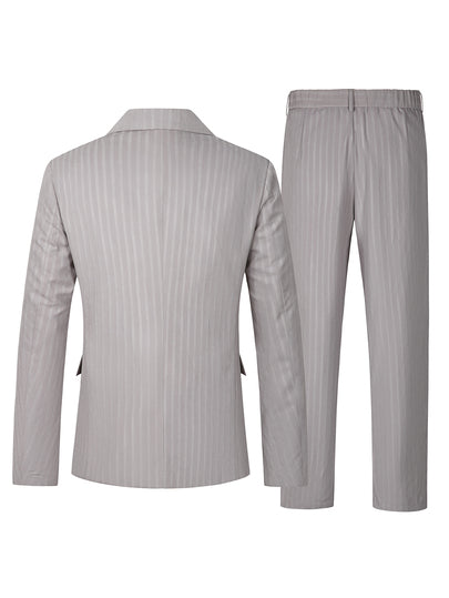 Manfinity Mode Ensemble de costume formel d'affaires gris clair à double boutonnage coupe slim pour homme pour banquet