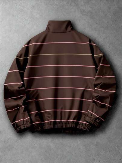 Manfinity EMRG Veste zippée à imprimé étoiles et rayures pour hommes