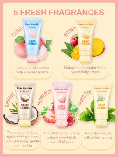 Crème pour les mains Slow Sunday à la fraise, parfumée, pour les mains sèches, crème de soin des mains, hydratante et nourrissante, apaisante pour la peau, nutrition profonde, format voyage, avec plusieurs huiles végétales, convient pour l'été, Y2K, idéal