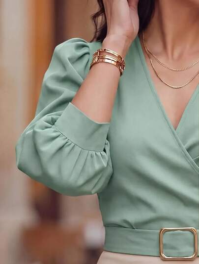 Editum Robe courte élégante pour femme, style citadin, avec blocs de couleurs, patchwork et manches lanternes