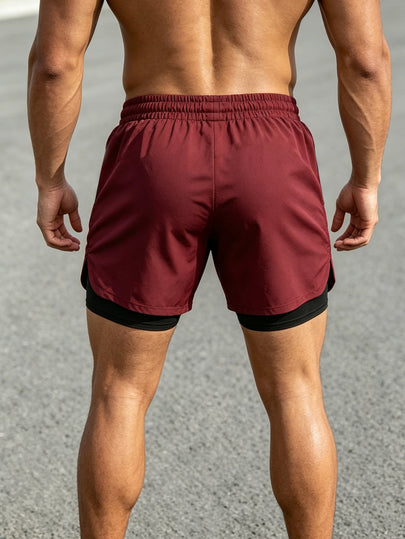 Gym Rark Shorts de sport pour hommes à taille réglable par cordon et double couche avec imprimé