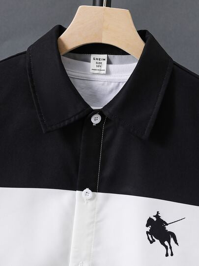 2 pièces Ensemble chemise-veste à col et manches longues & pantalon décontracté pour garçon préadolescent, Y2K, convient pour l'automne/l'hiver, l'école, les réunions de famille, la rentrée scolaire, les sports, tenue d'automne, tenue d'hiver