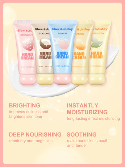 Crème pour les mains Slow Sunday à la fraise, parfumée, pour les mains sèches, crème de soin des mains, hydratante et nourrissante, apaisante pour la peau, nutrition profonde, format voyage, avec plusieurs huiles végétales, convient pour l'été, Y2K, idéal