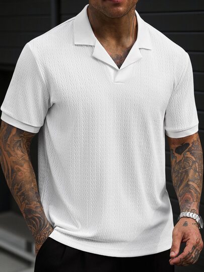 Manfinity CasualCool Chemise polo à manches courtes de couleur unie décontractée d'été pour hommes