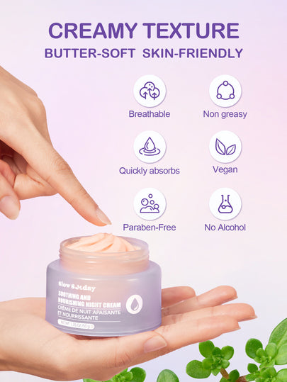 Crème de nuit apaisante et nourrissante Slow Sunday, hydratante, éclaircissante et raffermissante pour la peau, K Beauty, bon choix pour les vacances, les essentiels de voyage, Halloween, convient pour les soins de la peau en été