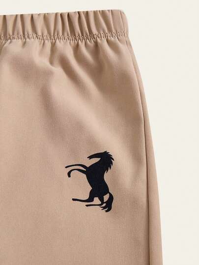 Explorewe 2 pièces/Set Top à col polo marin 2 en 1 brodé à rayures de style preppy et pantalon droit kaki pour garçons préadolescents, convient pour le quotidien, le campus rétro, les tenues de sport de rue, la rentrée scolaire, le printemps et l'automne