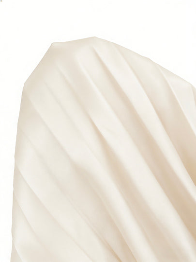Elenzga Nouvelle robe maxi élégante pour femmes avec col en V, manches à volants, couleur unie, décoration en métal, design plissé, idéale pour les fêtes, les dîners et les cocktails